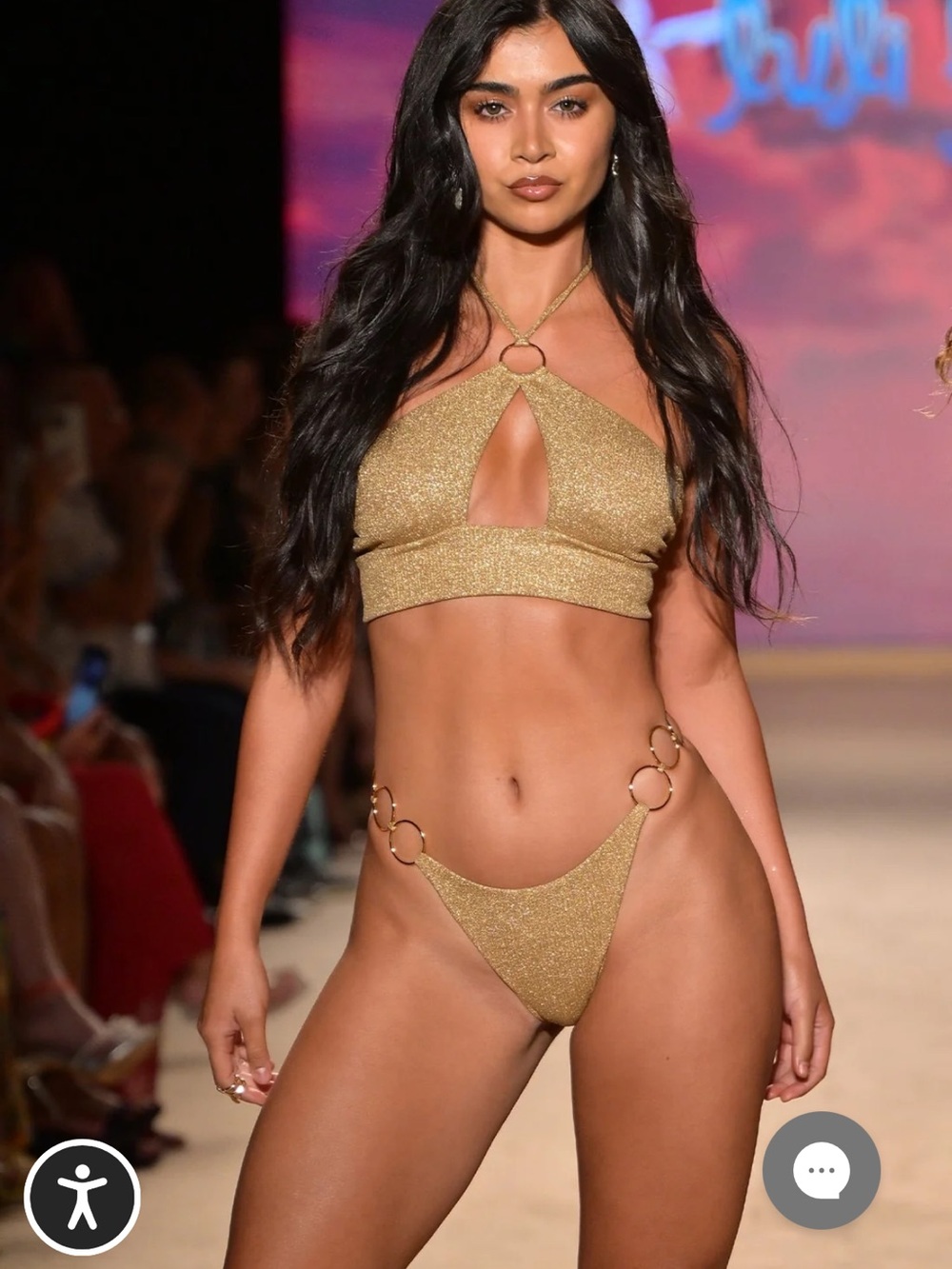 Luli Fama Golden Sunset Ring Brazilian Bikini Bottom Gold S